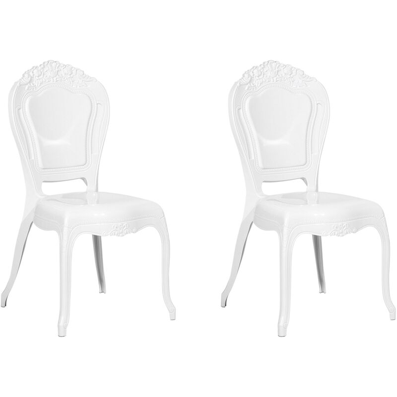 Set 2 Chaises Blanches en Plastique Design Rétro et Glamour Tendance pour Salle à Manger et Chaque Intérieur Traditionnel ou Vintage Beliani