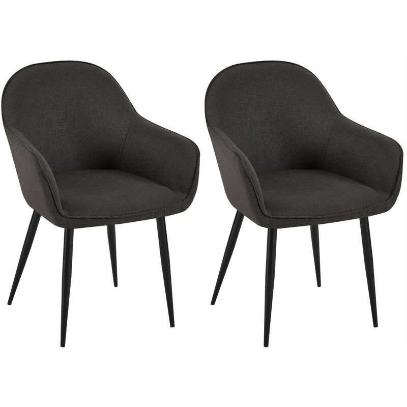 CLP - Lot de 2 Chaises de salle à manger Boise en Tissu avec Piètement en Métal noir Noir
