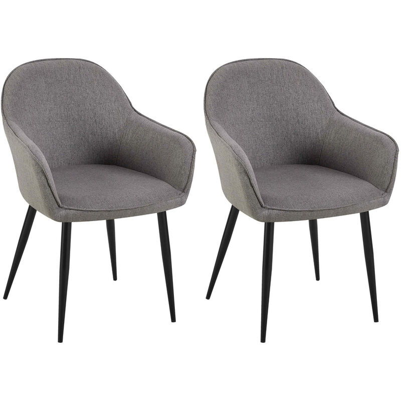 CLP - Lot de 2 chaises de salle à manger en tissu Boise gris foncé