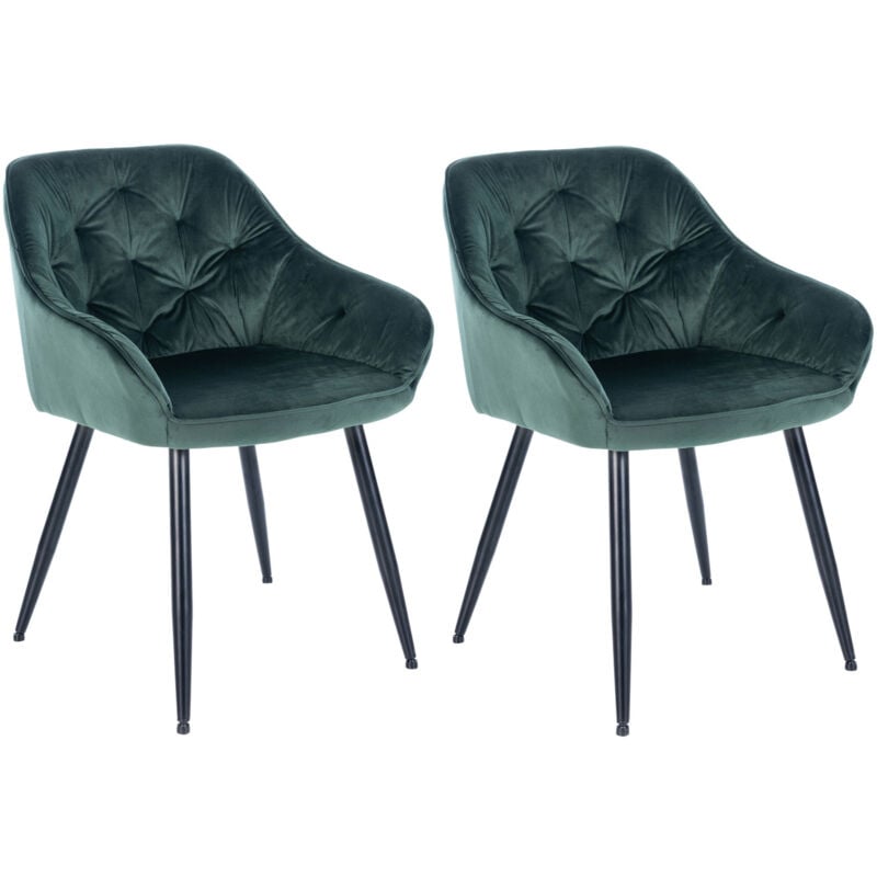 CLP - Ensemble de 2 chaises de salle à manger en velours vert cassis, velours