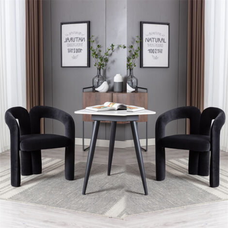 Lot de 2 chaises de salle à manger, chaise d'appoint de cuisine/salon, style unique, 64x50.5x71cm, velours, noir