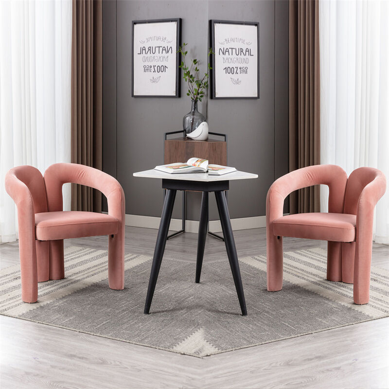Fortuna Lai - Lot de 2 chaises de salle à manger, chaise d'appoint de cuisine/salon, style unique, 64x50.5x71cm, velours, rose