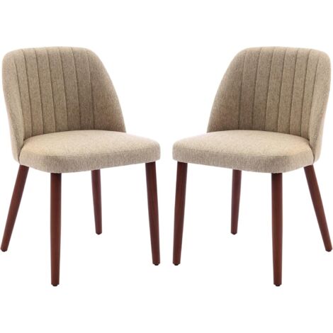 Lot de 2 Chaises de Salle Ă Manger, Chaise de Cuisine, Chaise de salon, Dossier en Tissu et Pieds en Bois