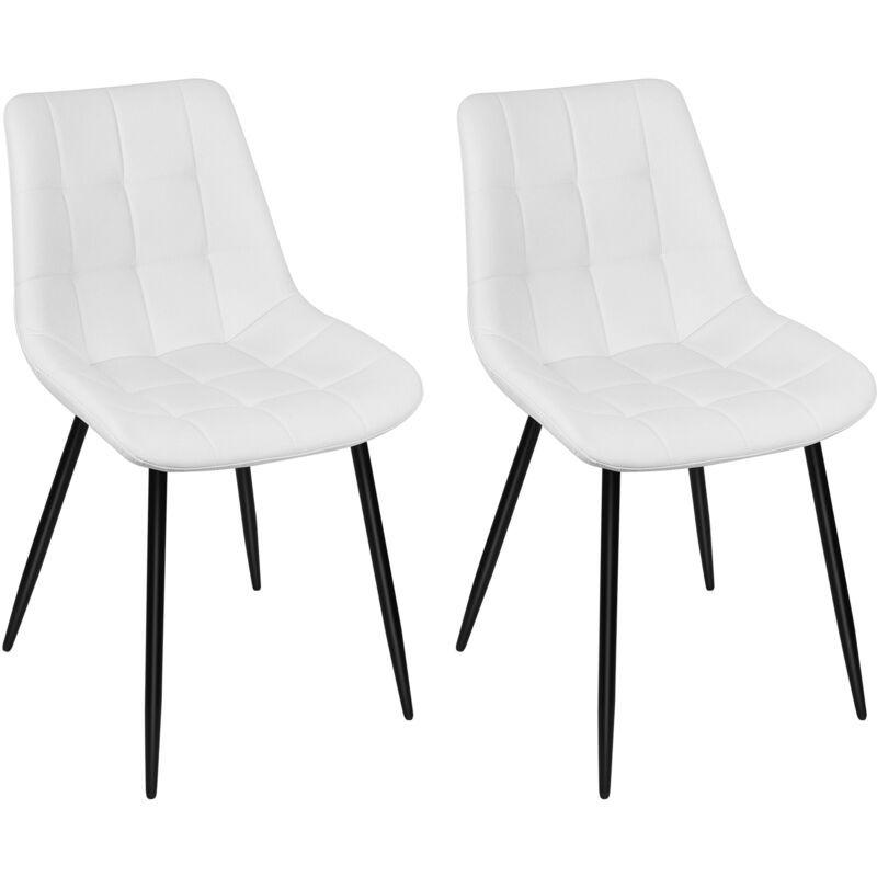 Lot de 2 Chaises de Salle à Manger, Chaise de Cuisine, Chaises Ergonomiques avec Dossier, PU, H50CM, Blanc