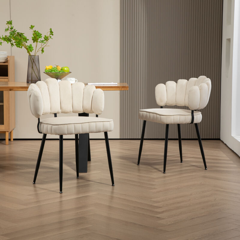 Hauss Spole - Lot de 2 chaises de salle à manger, chaise rembourrée, avec dossier, velours doux, blanc