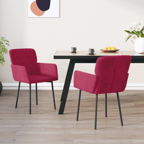 Lot de 2 Chaises de salle à manger - Chaises à dîner Rouge bordeaux Velours BV635539 - BonneVie
