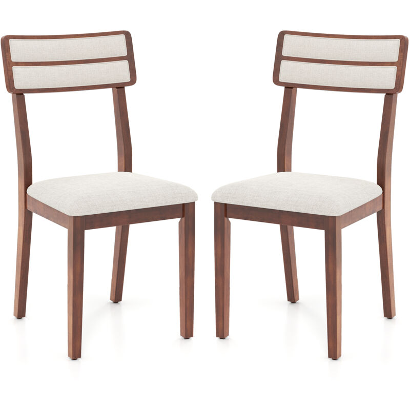 Lot de 2 Chaises de Salle à Manger, Chaises de Cuisine Rembourrées avec Dossier Haut, Pieds en Bois de Caoutchouc, Sans Accoudoirs, Charge 180 KG Lot de 2 Chaises de Salle à Manger, Chaises de Cuisine Rembourrées avec Dossier Haut, Pieds en Bois de Caoutchouc, Sans Accoudoirs, Charge 180 KG