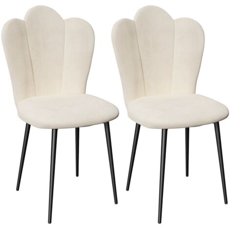 Lot de 2 chaises de salle à manger, chaises de salon, chaises de cuisine, chaises en velours, meubles rembourrés, 43x44x90 cm, blanc