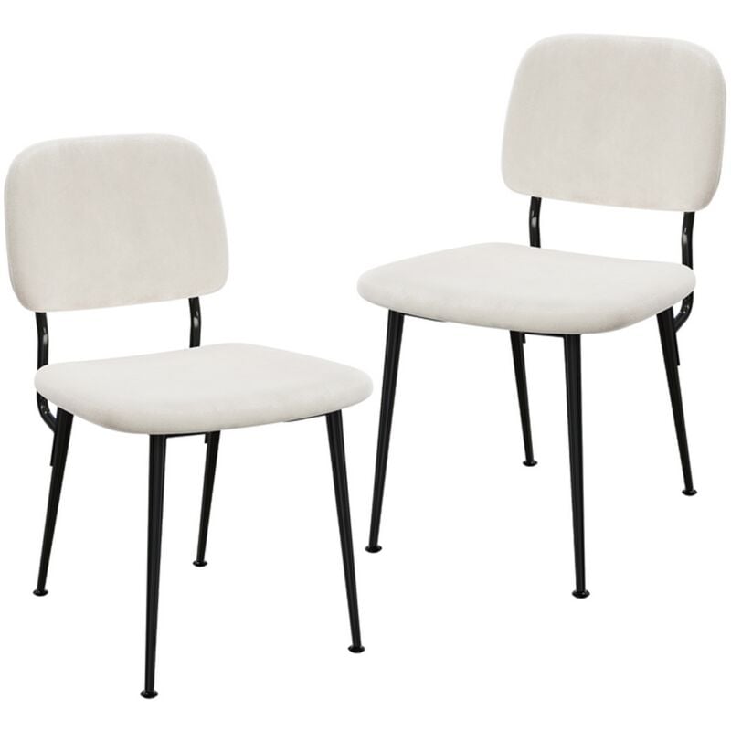Haloyo - Lot de 2 chaises de salle à manger, chaises de salon, chaises de cuisine, chaises en velours, meubles rembourrés, 48x45x77cm, blanc