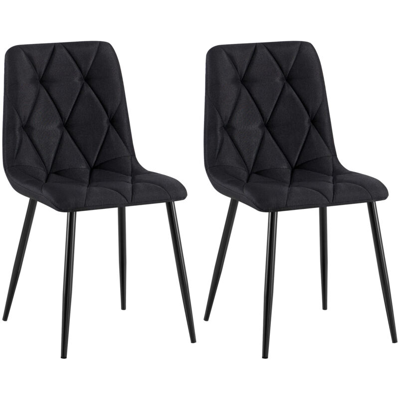 Lot de 2 chaises de salle à manger Clairton Noir Tissu