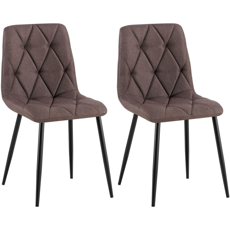CLP - Lot de 2 chaises de salle à manger Clairton Marron Tissu