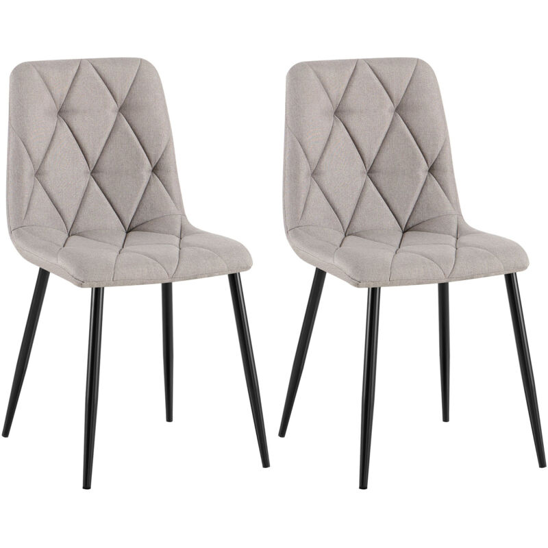 CLP - Lot de 2 chaises de salle à manger Clairton Gris clair Tissu