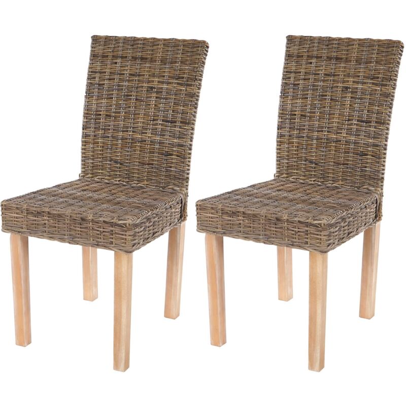Lot de 2 chaises de salle à manger coins et bords arrondis en kubu rotin 040007392
