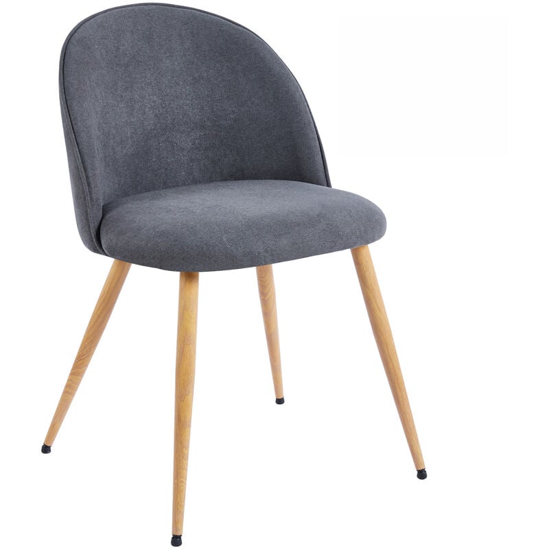 lot de 2 chaises de salle à manger coloris gris, pieds coloris bois de chêne - longueur 55 x profondeur 50 x hauteur 78 cm