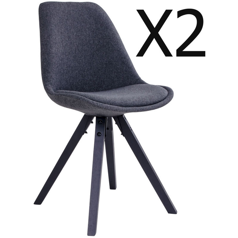 lot de 2 chaises de salle à manger coloris noir en tissu d'hévéa - dim : 55 x 48 x 86 cm pegane