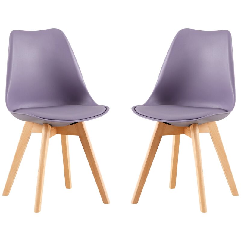 Eggree - Lot de 2 chaises de salle à manger design contemporain scandinave - Gris-violet