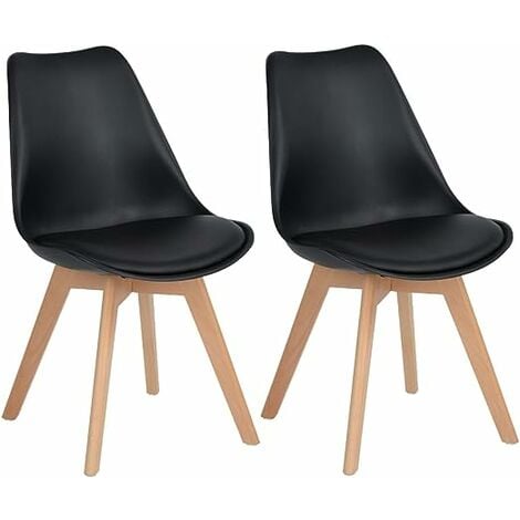 Lot de 2 chaises de salle à manger design contemporain scandinave-Noir