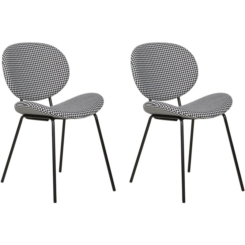 Beliani - Lot de 2 Chaises de Salle à Manger Design Rétro Sans Accoudoirs en Polyester Noir et Blanc Luana