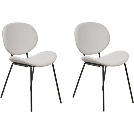 BELIANI Lot de 2 Chaises de Salle à Manger Design Rétro Sans Accoudoirs en Velours Gris Clair et Pieds Noirs en Métal Luana