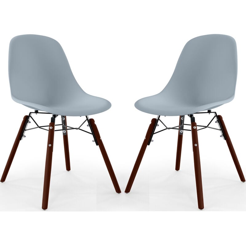 Chaises de Salle à Manger - Design Scandinave - Pieds en Bois Sombre - Lot de 2 - Skögur Gris clair