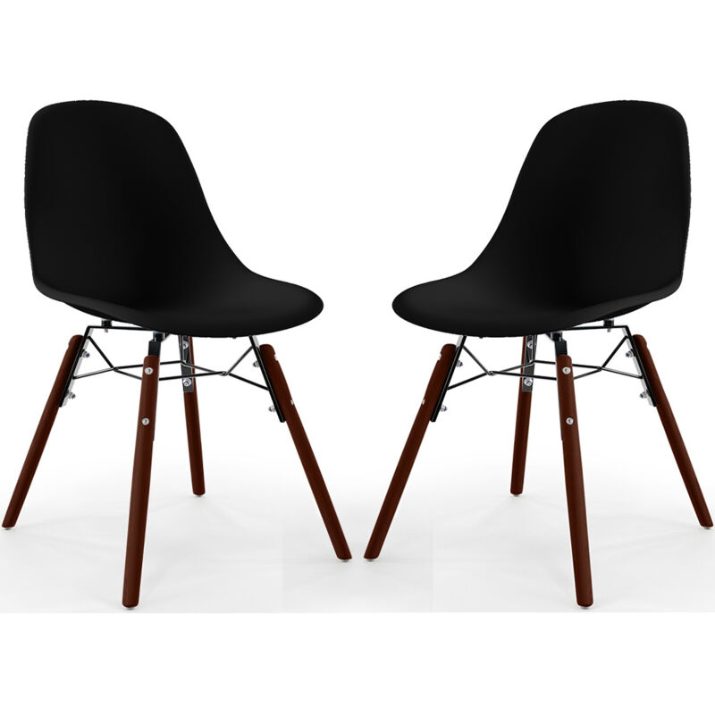 Chaises de Salle à Manger - Design Scandinave - Pieds en Bois Sombre - Lot de 2 - Skögur Noir