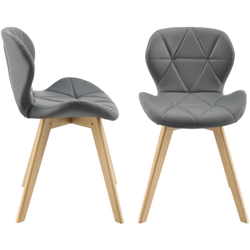 [en.casa] - Lot de 2 chaises de salle à manger Älmhult 78 x 47 x 52 cm gris
