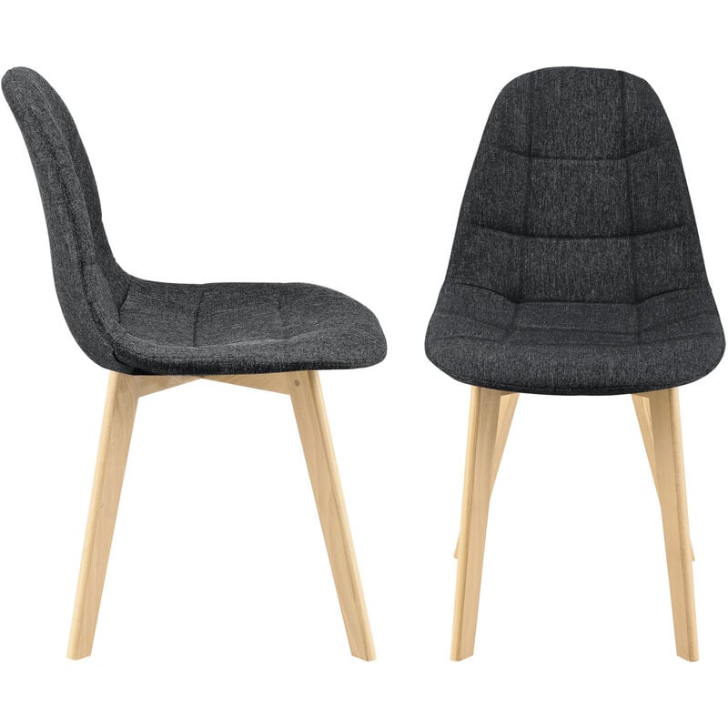 [en.casa] - Lot de 2 Chaises de Salle à Manger Kopparberg 86 x 53 x 47 cm Noir