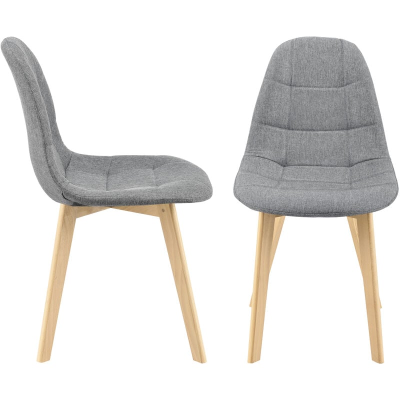 [en.casa] - Lot de 2 Chaises de Salle à Manger Kopparberg 86 x 53 x 47 cm Gris Clair
