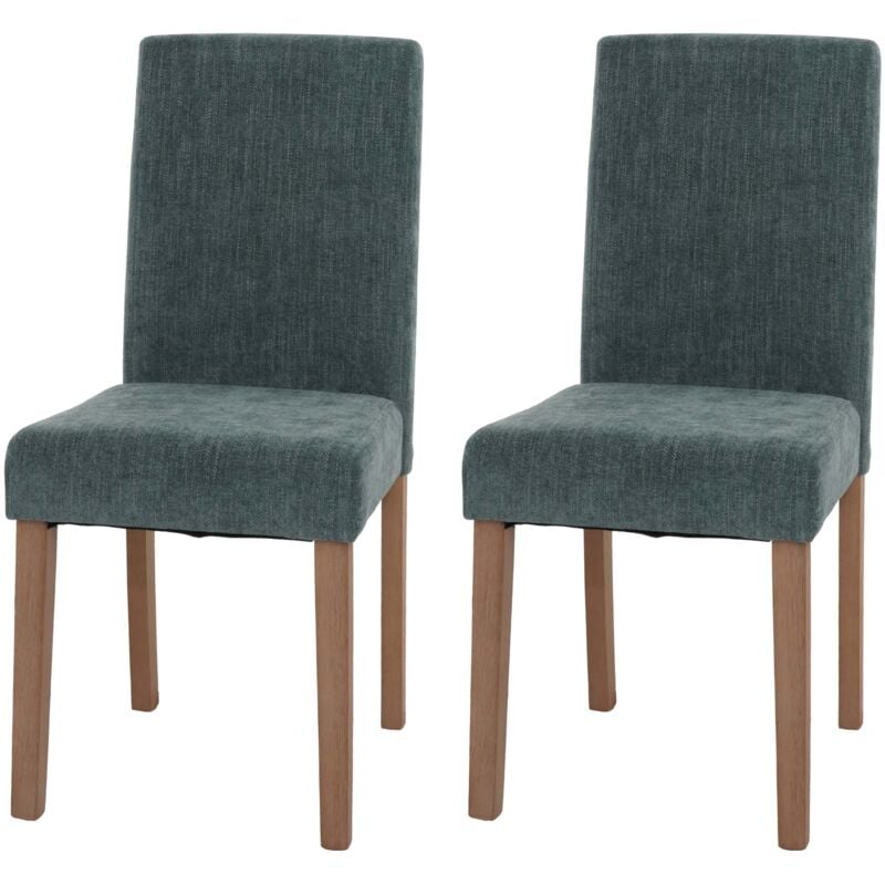 Lot de 2 chaises de salle à manger dossier haut en tissu chenille vert pieds en bois clairs 040007325