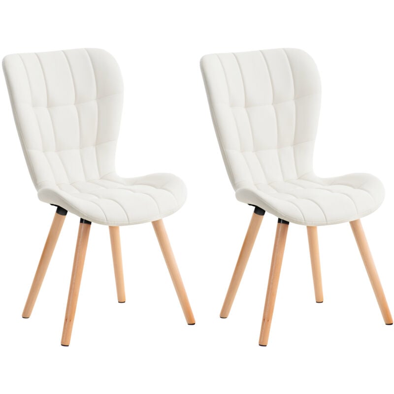 Lot de 2 chaises de salle à manger Elda Blanc Similicuir
