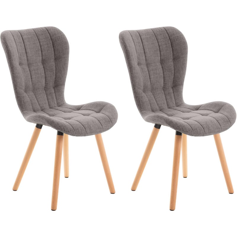 CLP - Lot de 2 chaises de salle à manger Elda Gris clair Tissu
