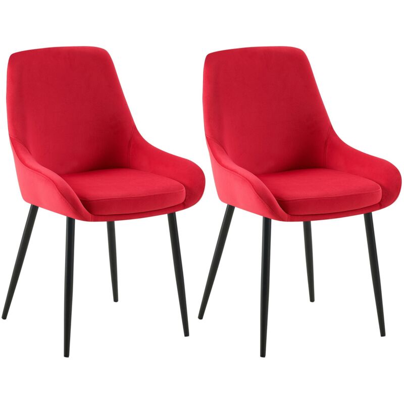 Lot de 2 chaises de salle à manger Elmira Rouge Métal noir mat