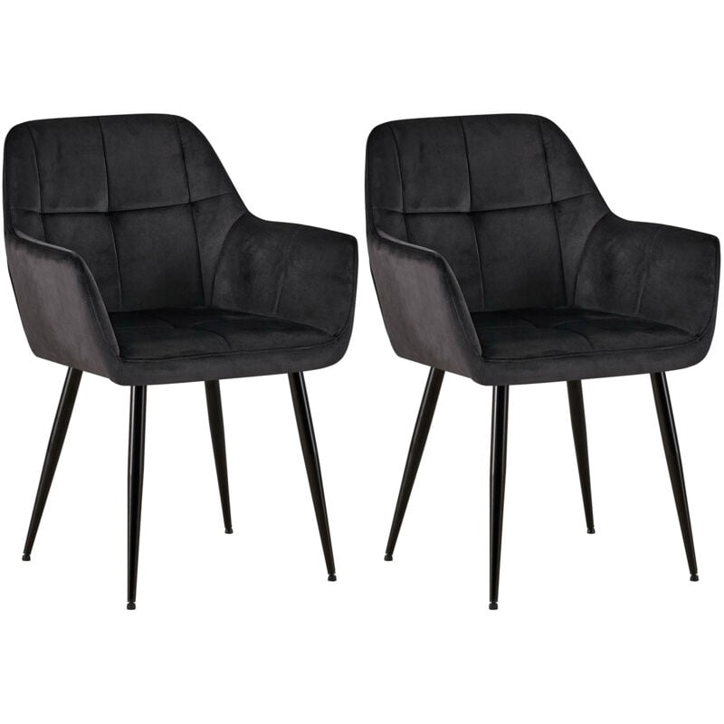 CLP - Lot de 2 chaises de salle à manger Emia velours Noir