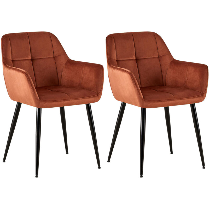 CLP - Lot de 2 chaises de salle à manger Emia velours Marron