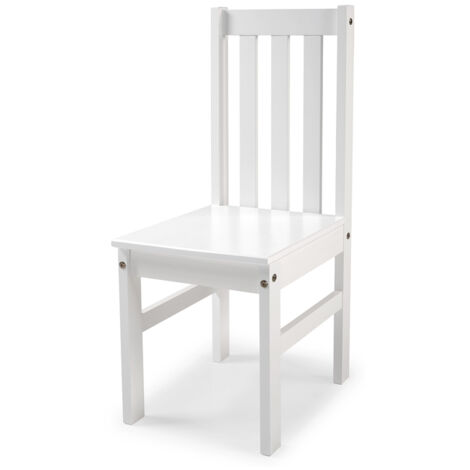Lot de 2 chaises de salle à manger en bois massif coloris Blanc - Longueur 39 x Hauteur 99 x Profondeur 44 cm
