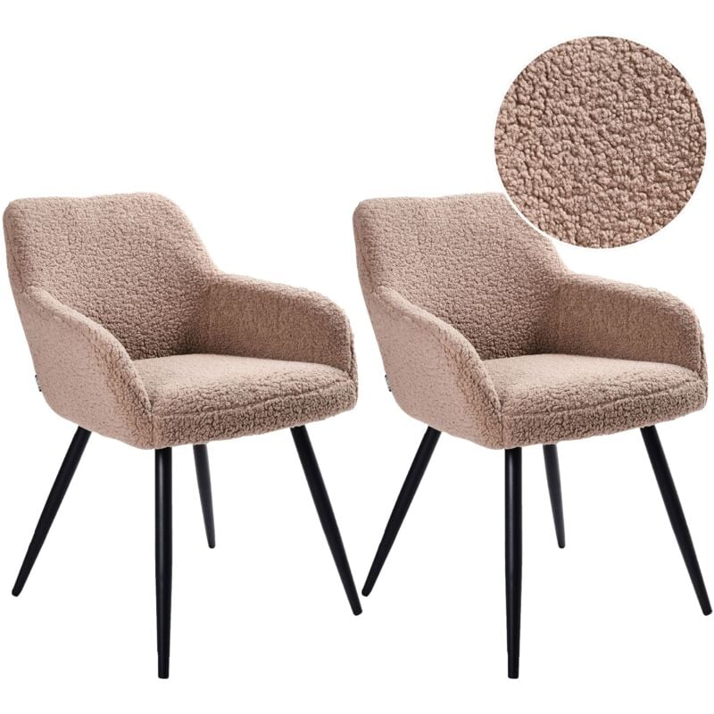 Beliani - Lot de 2 Chaises de Salle à Manger en Bouclé Pieds en Métal Cuisine Taupe Casmalia