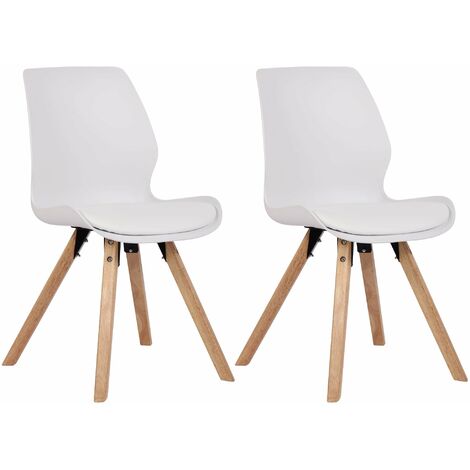Lot de 2 chaises de salle Ă manger en plastique blanc style scandinave pieds bois CDS101141