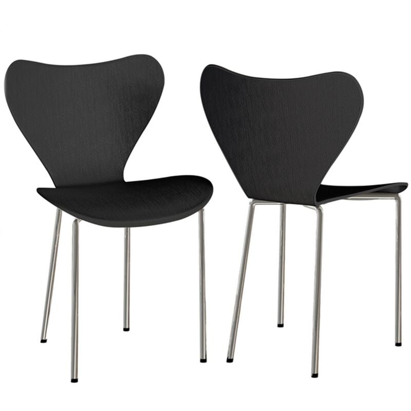 Haloyo - Lot de 2 chaises de salle à manger en plastique pour la maison et le bureau Noir