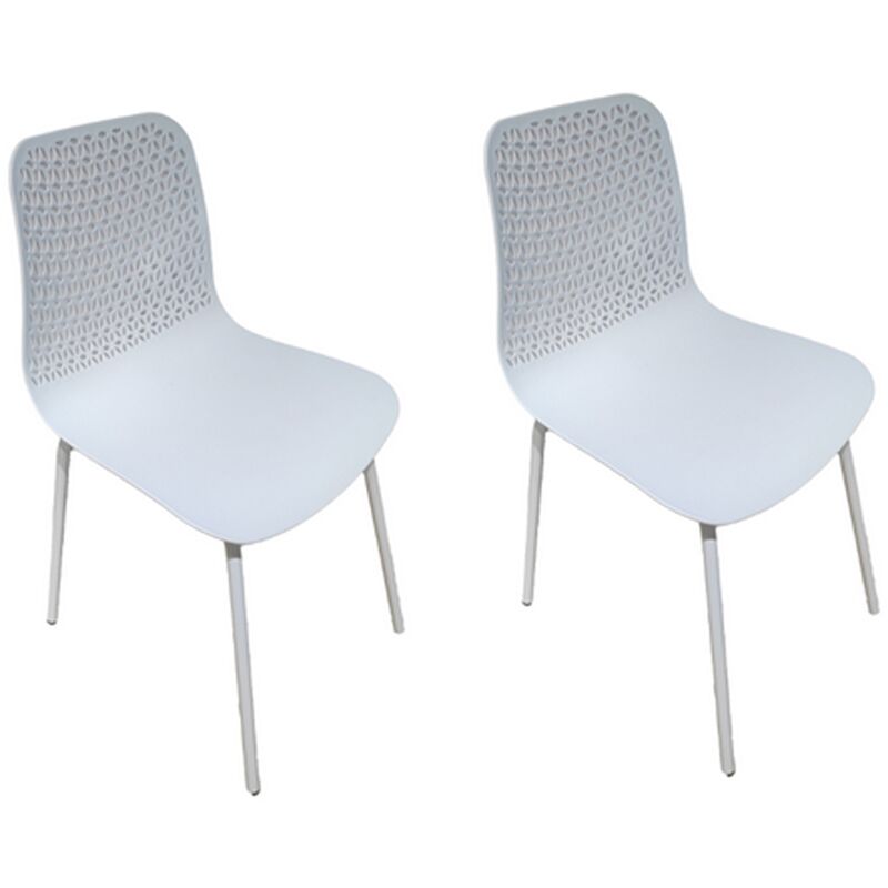 Haloyo - Lot de 2 chaises de salle à manger en plastique sans coussins moelleux 44 x 44 x 78 cm Blanc