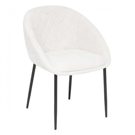 Lot de 2 chaises de salle à manger en tissu chenille avec des pieds en métal, coloris beige - Longueur 60 x Profondeur 57 x Hauteur 81 cm