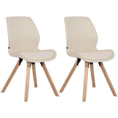 Lot de 2 chaises de salle à manger en tissu crème style scandinave pieds bois CDS101129