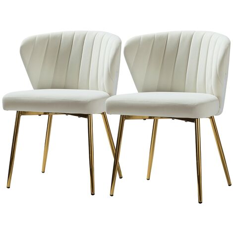 HULALA HOME 4 Chaises de Salle à Manger en Velours Scandinave Chaises Modernes pour la Cuisine avec Pieds en Métal, Beige