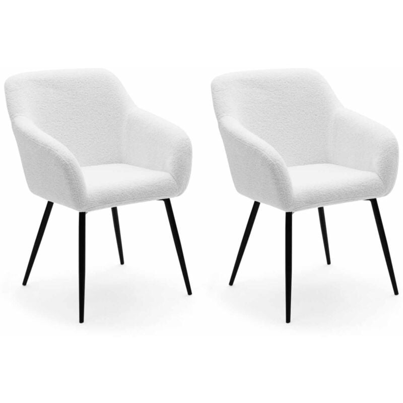 Lot de 2 chaises de salle à manger, fauteuils de table shelia en tissu bouclette