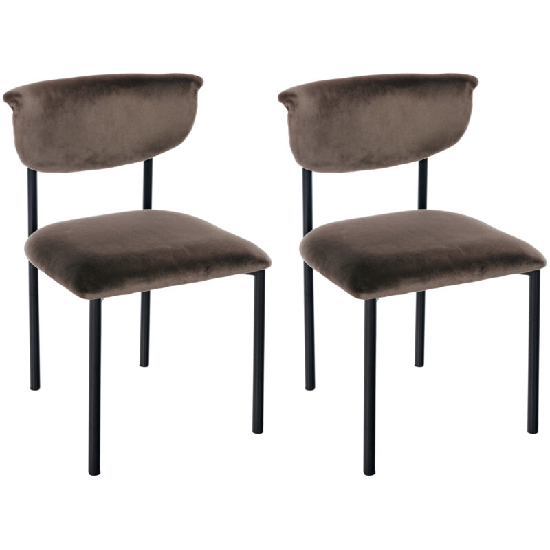 CLP - Lot de 2 chaises de salle à manger Gambell en velours Marron