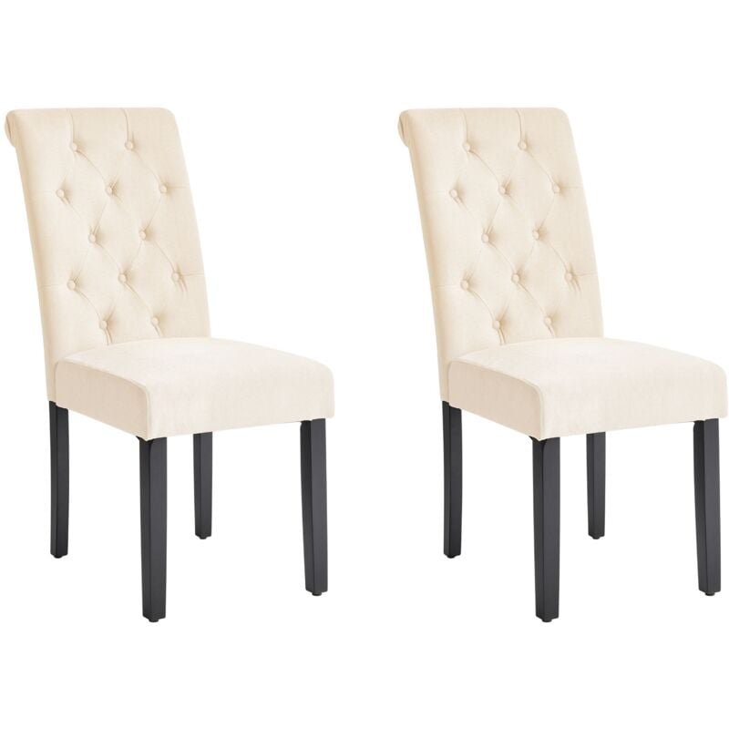 Beliani - Ensemble de 2 Chaises Repas Salon Glam à Dossier Incurvé Moderne en Tissu Beige Crème Velva