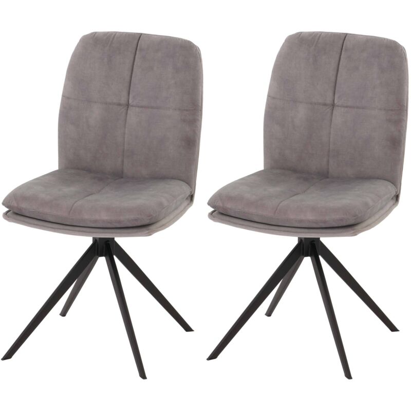 HHG - Lot de 2 chaises de salle à manger 178, fauteuil de cuisine, pivotant Auto-Position, métal tissu/textile, gris HHG - Lot de 2 chaises de salle à manger 178, fauteuil de cuisine, pivotant Auto-Position, métal tissu/textile, gris