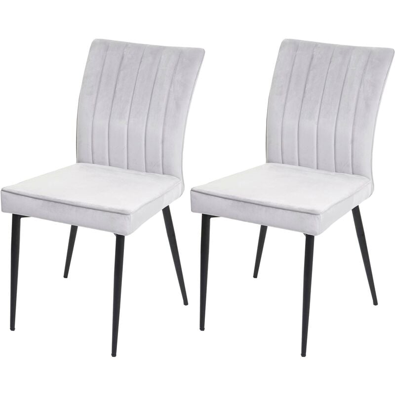 [jamais utilisé] lot de 2 chaises de salle à manger hhg-319, chaise de cuisine, velours métal gris clair - grey