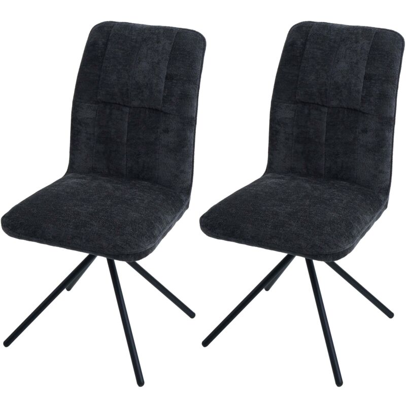 HHG - Lot de 2 chaises de salle à manger 432, chaise de cuisine, pivotante avec retour automatique, tissu/textile chenille (340 g/m²) Öko-Tex, gris HHG - Lot de 2 chaises de salle à manger 432, chaise de cuisine, pivotante avec retour automatique, tissu/textile chenille (340 g/m²) Öko-Tex, gris
