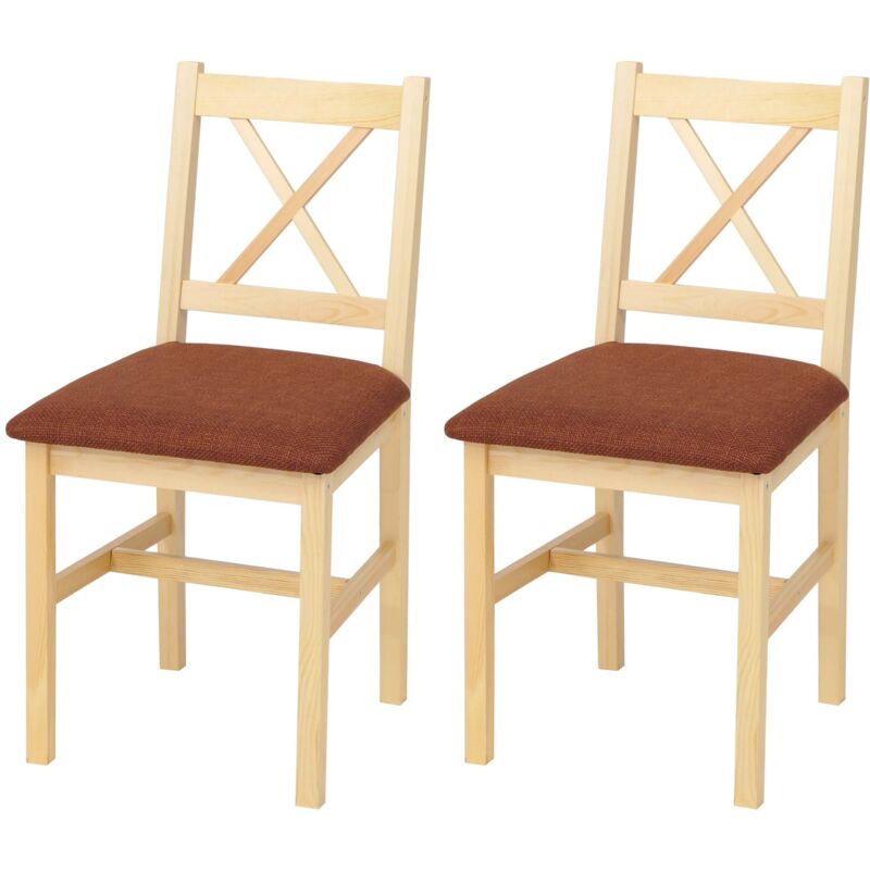 Lot de 2 chaises de salle à manger HHG-601, chaise avec dossier, chaise de cuisine, bois massif, tissu, style cottage, naturel, rembourrage terracotta Lot de 2 chaises de salle à manger HHG-601, chaise avec dossier, chaise de cuisine, bois massif, tissu, style cottage, naturel, rembourrage terracotta
