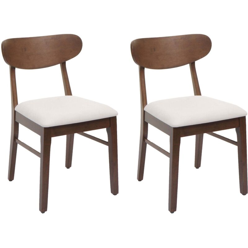 Lot de 2 chaises de salle à manger HHG-698, chaise de cuisine, tissu/textile bois massif, bâti foncé, crème Lot de 2 chaises de salle à manger HHG-698, chaise de cuisine, tissu/textile bois massif, bâti foncé, crème